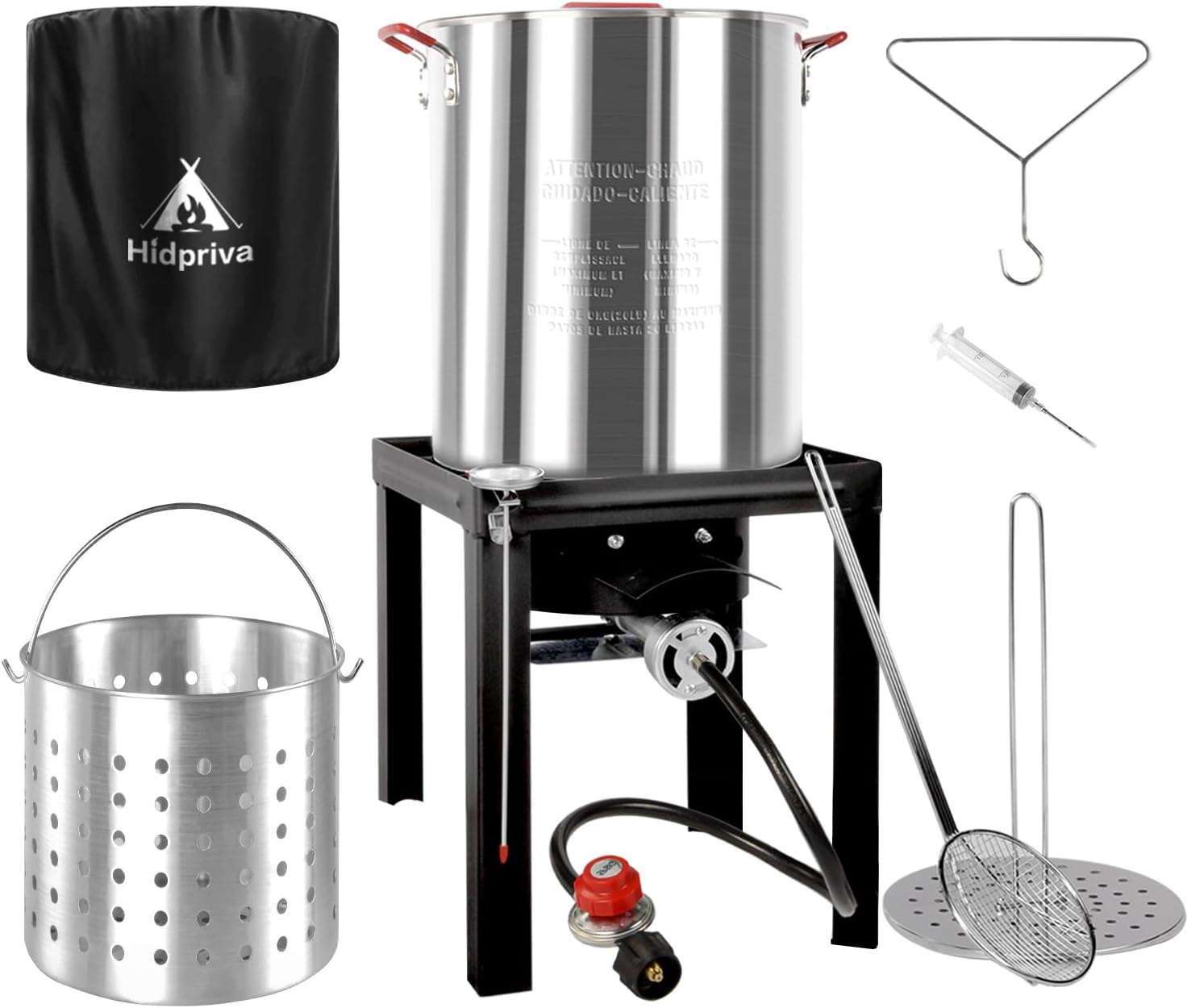 36QT Turkey Fryer Kit, Waterproof Cover & 12-inch Skimmer, 55,000BTU Propane Burner Stove, Aluminum Turkey Fryer Pot, Outdoor Deep Fryer, Crawfish Boiler with Basket