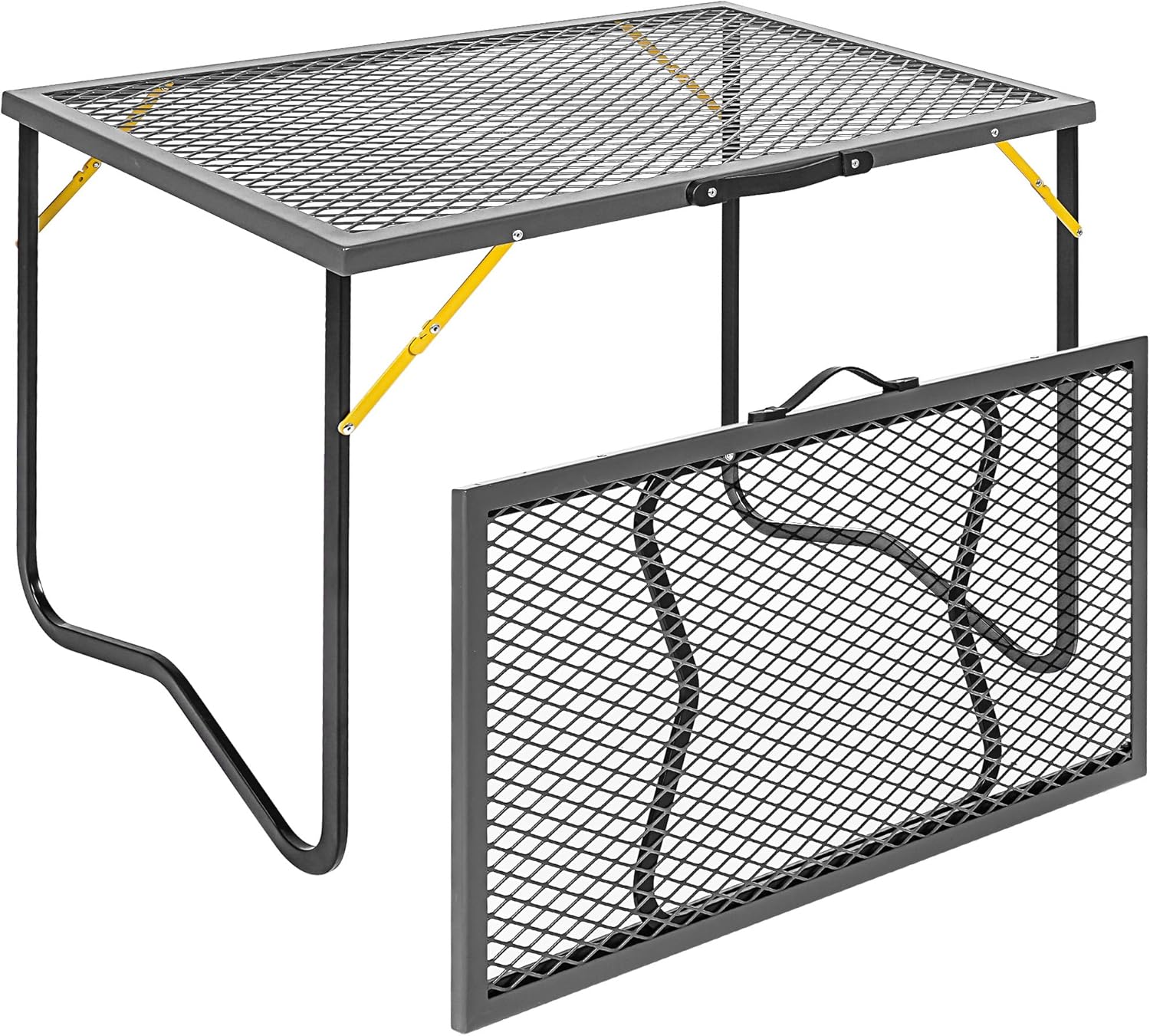Portable Camping Table Foldable, 3ft Camping Grill Table with Mesh Tabletop, Stabilizing Metal Folding Table for Patio, Picnic, BBQ, Outdoor Cooking & Entertainment