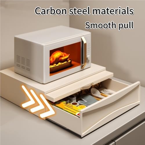 Adjustable Countertop Shelf, Microwave Stand with Drawer for Kitchen Appliances, Organizes Ovens, Rice Cookers