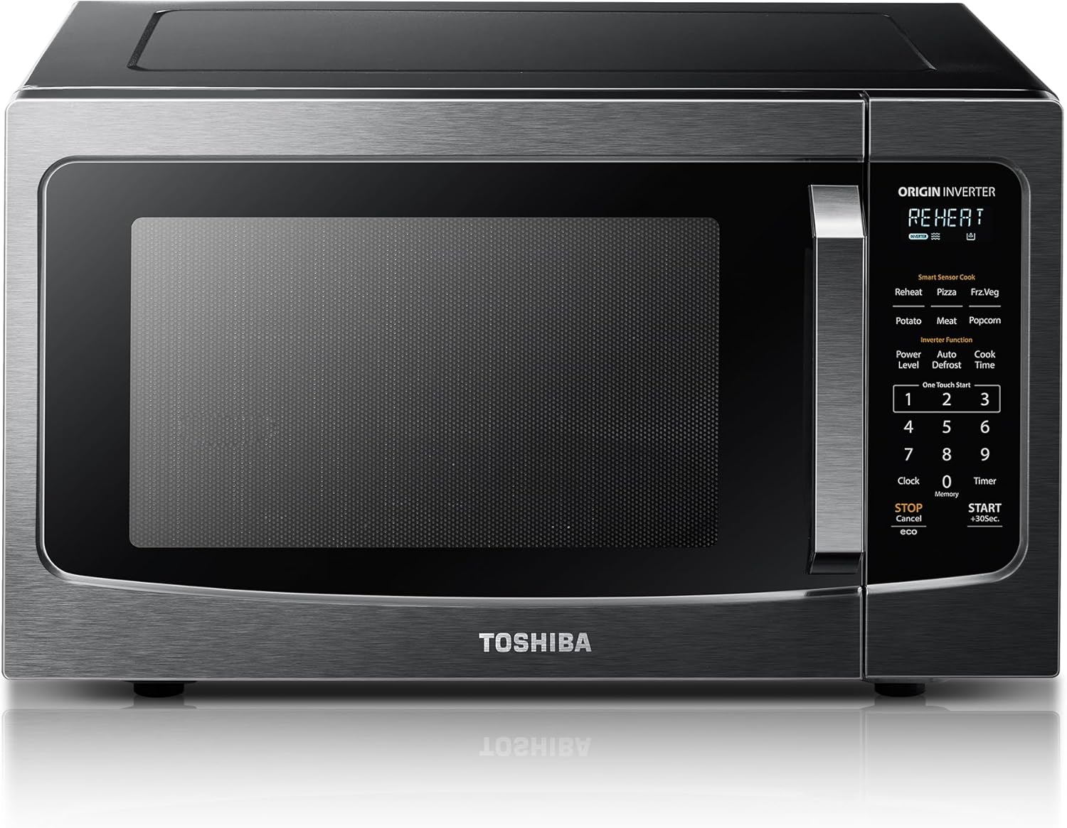 TOSHIBA ML-EM45PIT(BS) Countertop Microwave Oven with Inverter Technology, Kitchen Essentials, Smart Sensor, Auto Defrost, 1.6 Cu.ft, 13.6