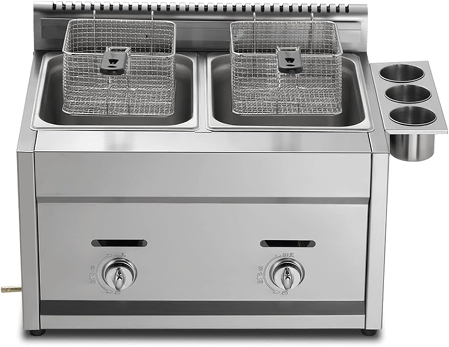 Professional Lpg Gas Fryer, 22 Liter Double Tank Lgp Fryer, Thick Stainless Steel Fryer with Baskets and Lids, Adjustable Firepower and Temperature Control, for Home and Commercial,Redlgp