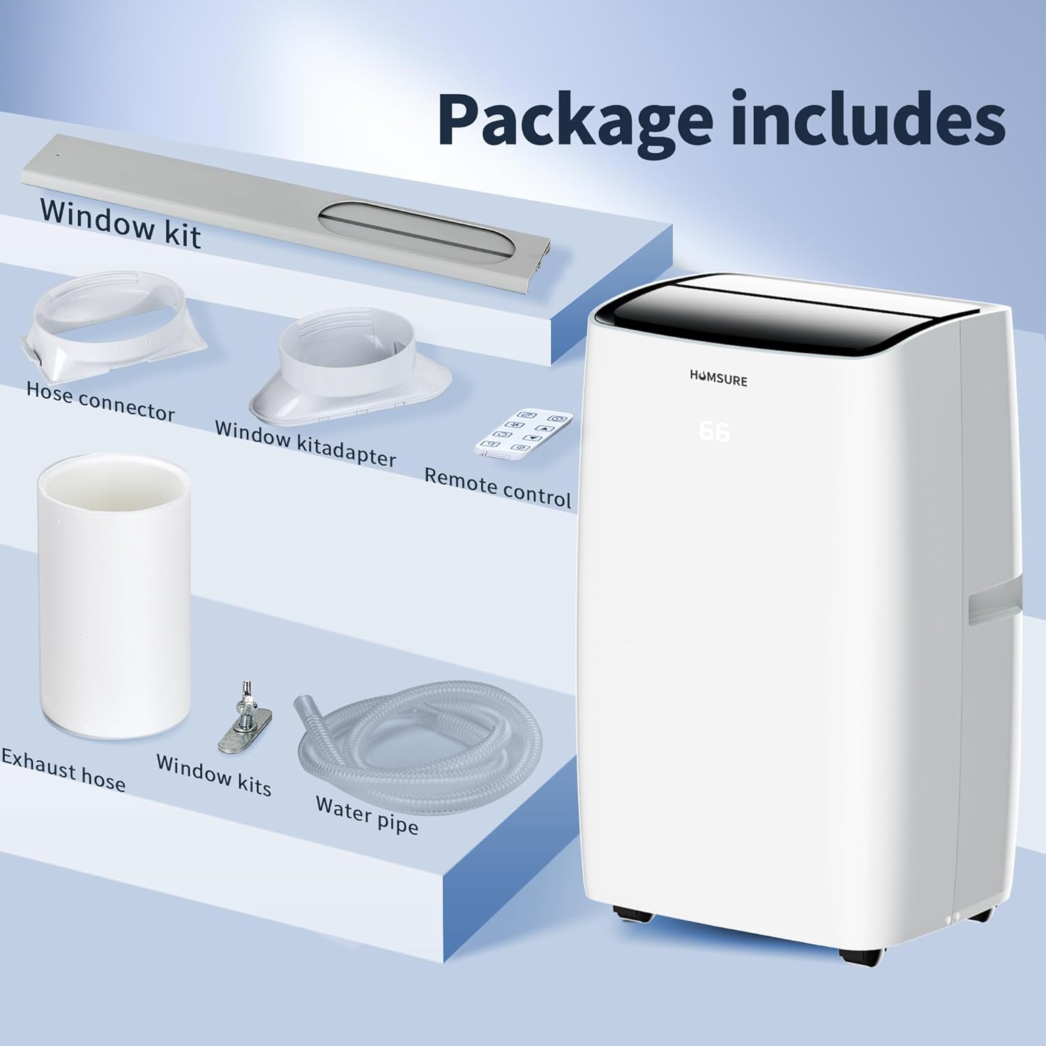 PhiloDeco Portable Air Conditioners 14000 BTU, Suitable for 420 sq ft of Rooms, 24H Timer, 5-In-1 Quiet AC Unit as Cooler Dehumidifier Fan, Remote Control Window Kit Included