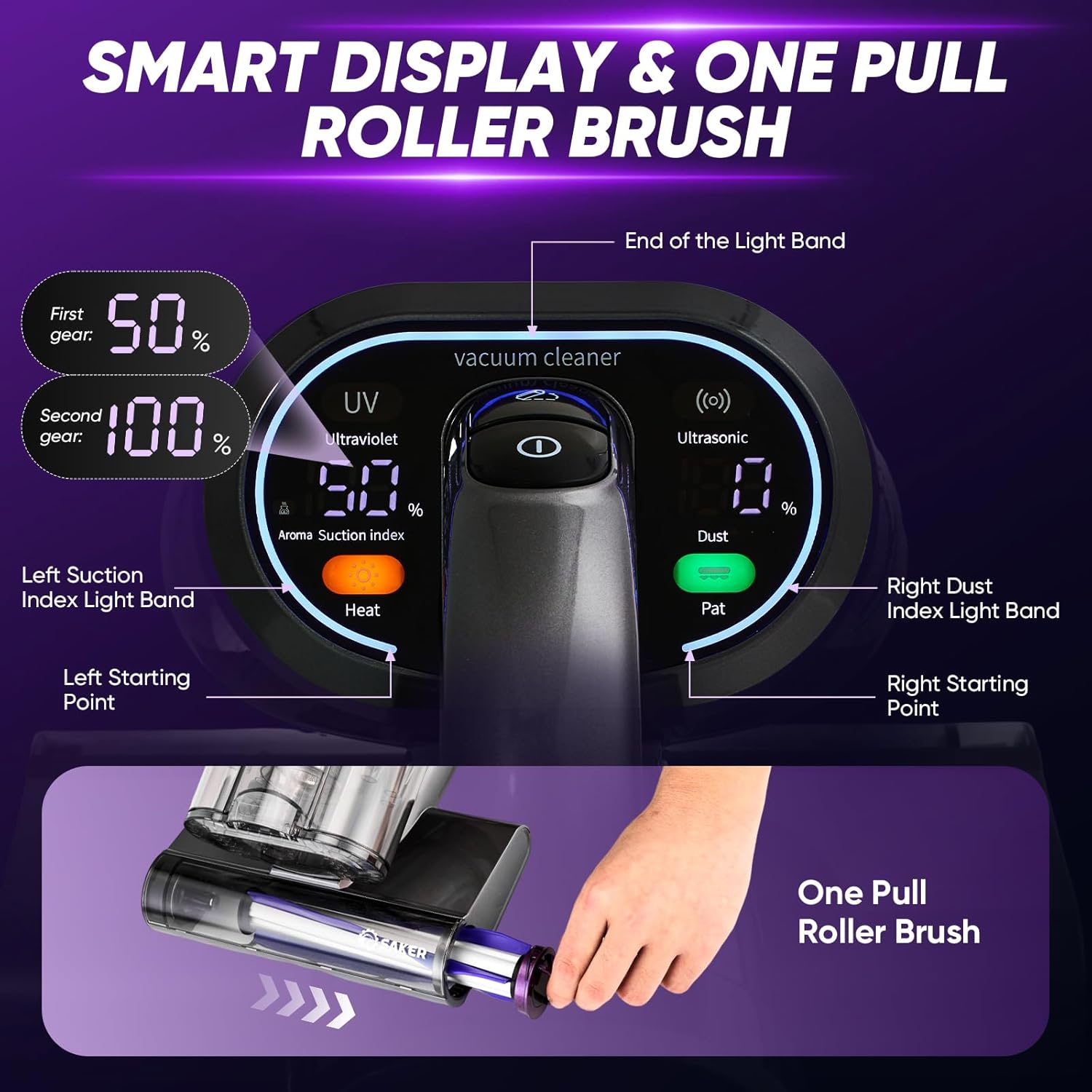 Saker Mattress Vacuum Cleaner, Handheld Bed Vacuum with 16KPa Suction, UV-C Light, 140°F Heated Air, HEPA Filter, Aroma Function, 16.4FT Cord for Cleaning Bed, Sofa, and Couch