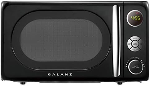 Galanz GLCMKA07BKR-07 Microwave Oven, LED Lighting, Pull Handle Design, Child Lock, Retro Black, 0.7 cu ft