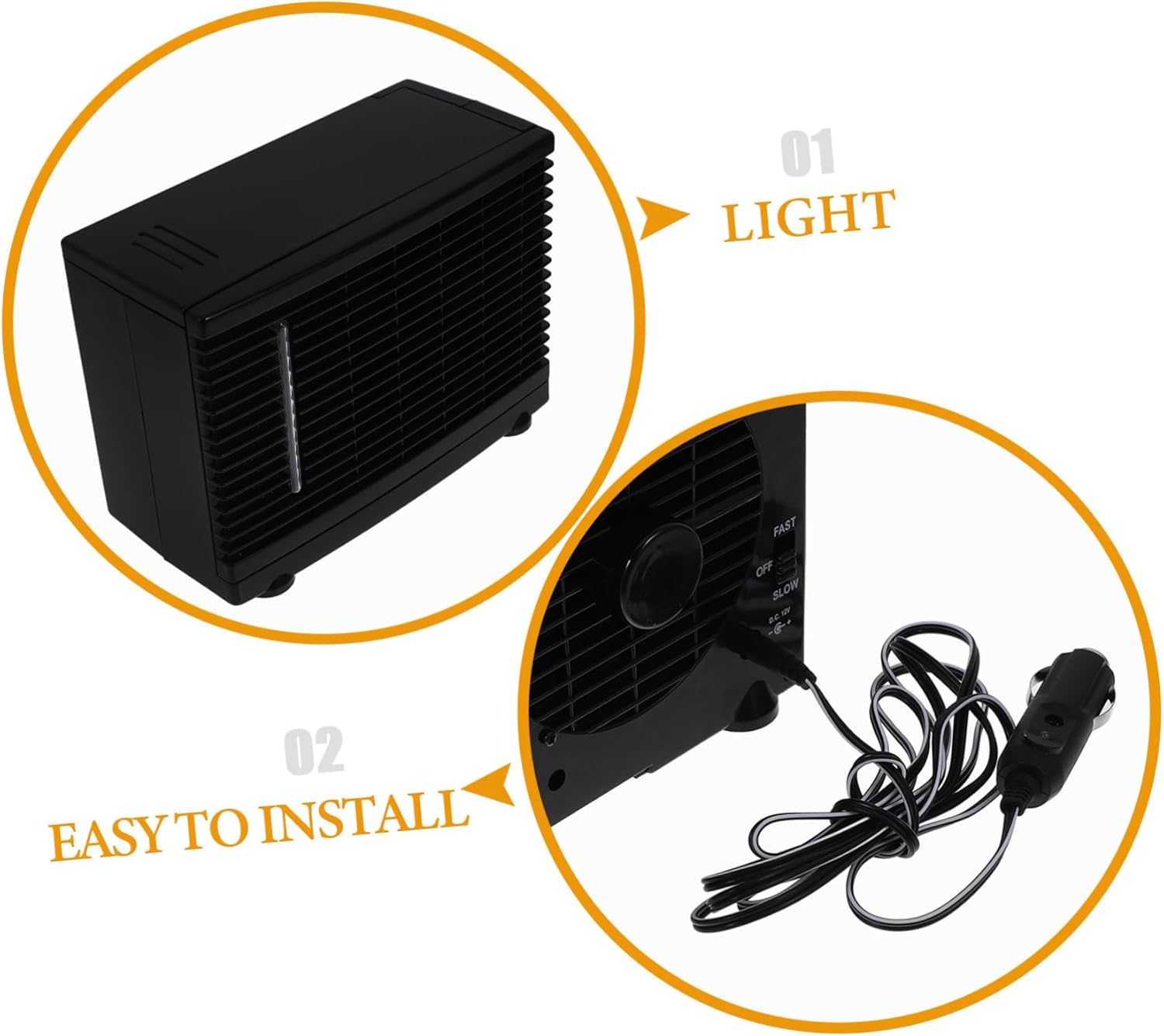 12v Mini Portable Car Air Conditioner High Efficiency Cooling Fan for Automotive 2 Speeds Low Noise