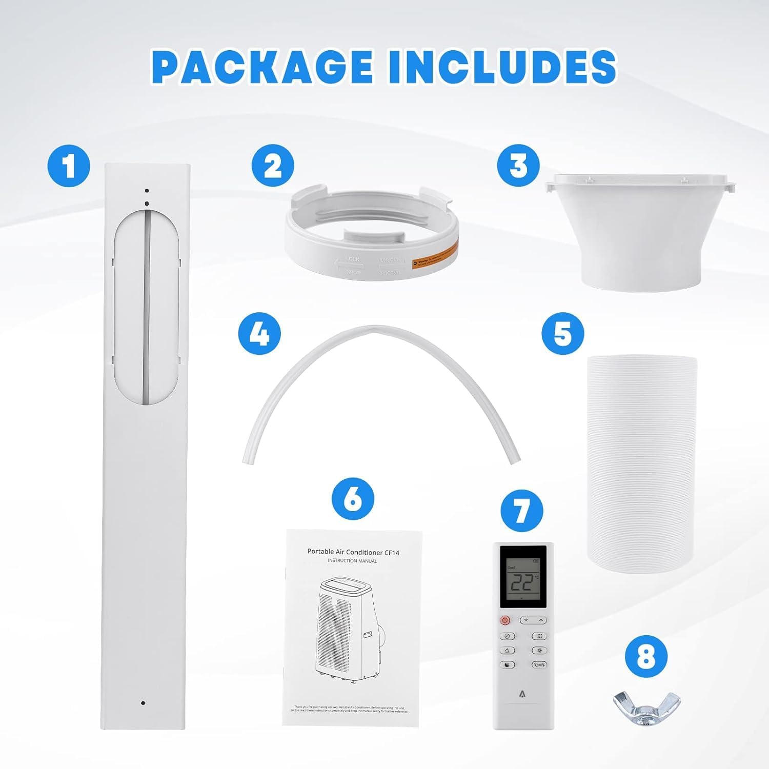 14000 BTU Portable Air Conditioner, 4-In-1 Quiet Portable AC Unit Up to 750 Sq. Ft, Portable Ac With Cooling, Fan, Dehumidifier,Energy Saving & Remote Control, for Rooms/Living Room, Dark Gray Top