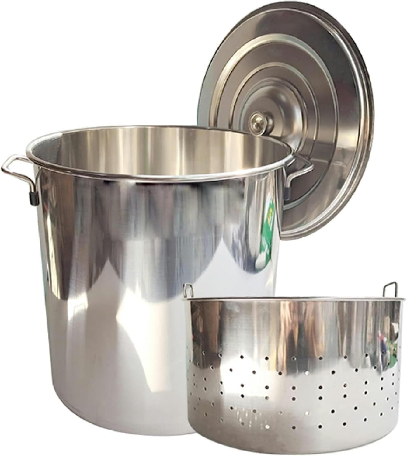 Stainless Steel Turkey Deep Fryer Large Commercial Stockpot for Seafood Crawfish Crab Boil w/Strainer Basket and Lid for Outdoor Cooking and Home Brewing(63Qt)