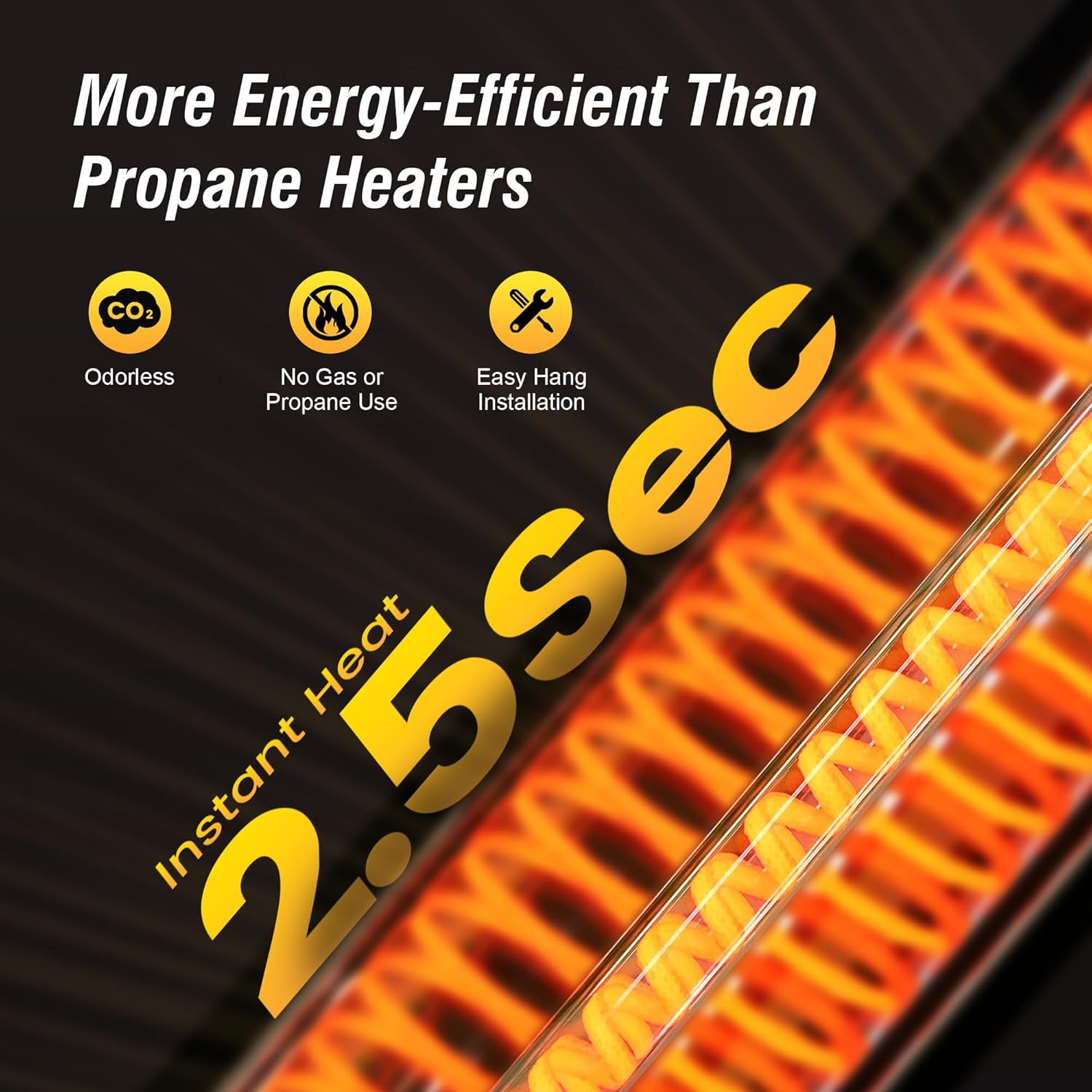 PowerScale 1500W Infrared Electric Patio Heater with Tripod Stand, IP65 Rated, 4 Heat Levels & 24H Timer with Remote, For Covered Outdoor/Indoor & Spot Heating