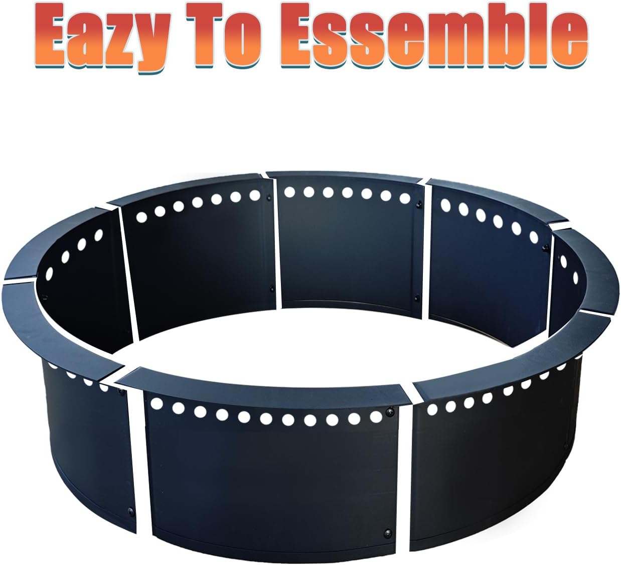 SoulMate Outdoor 40-Inch Outer/36-Inch Inner Fire Pit Ring Smokeless,Duty Solid Metal Steel Round Firepit Rim Insert for DIY Fire Pits, Outdoor Above or In-Ground, Camping Garden Patio Backyard.