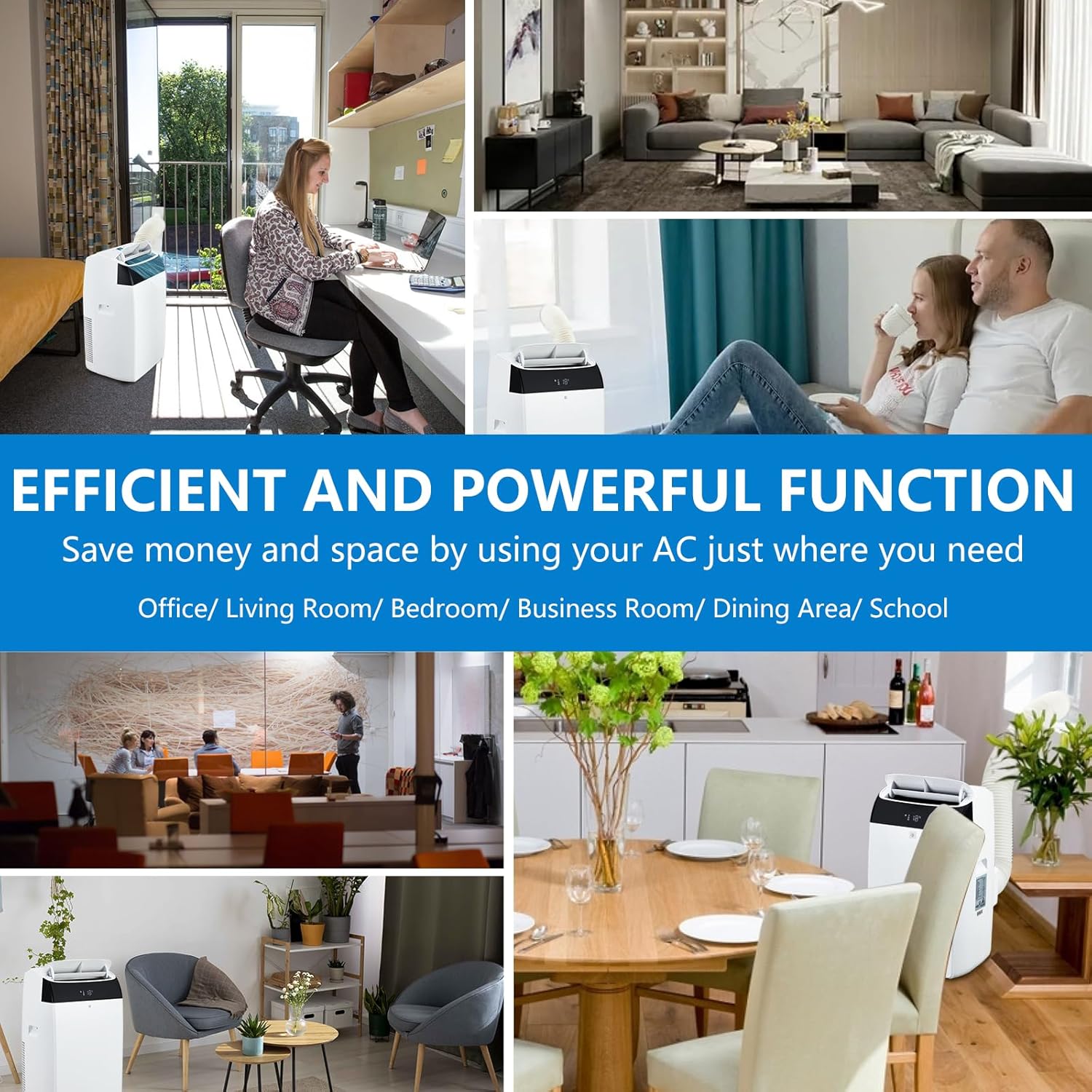 14,000 BTU Portable Air Conditioner with Built-In Dehumidifier, Easy to Move Small AC Unit with Remote Control, Window Mount Exhaust Kit, for Rooms Up to 750 Sq. Ft.