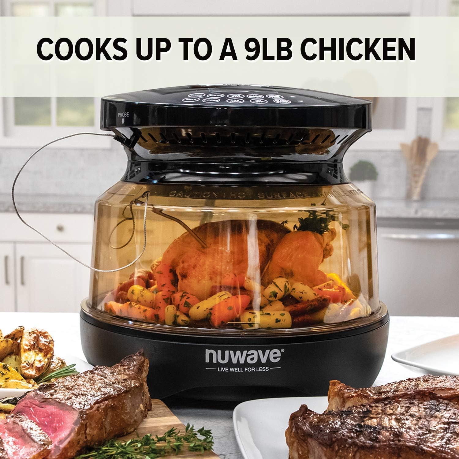 Nuwave Primo Grill Oven PFAS Free Countertop Oven with Convection Top & Grill Bottom, Smart Thermometer, Perfect for Cooking Frozen or Fresh with Surround Heat for Flawless Results