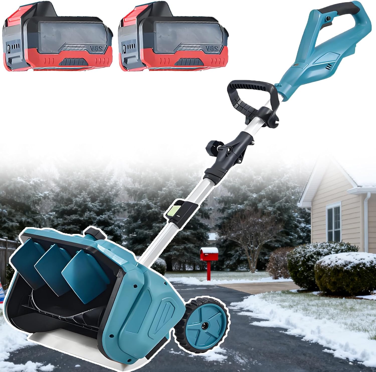Pro Electric Snow Shovel Cordless, 1000W Brushless Electric Snow Blower, 20cm Depth, One-Hand Use, No Bending, for Seniors & All Users | Effortless Snow Removal 2batteries