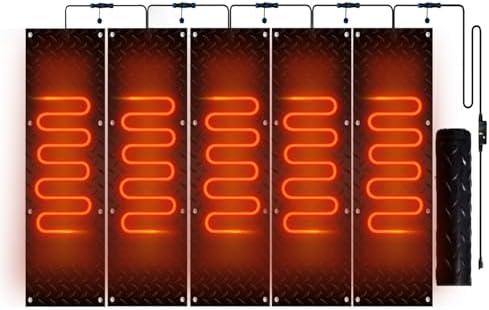 Heated Snow Melting Mats for Walkways and Stairs - Slip-Proof Design with Power Cord - Residential Outdoor Mats for Winter Snow Removal, 5 Pcs-10 * 48in (25.4 * 121.9cm)