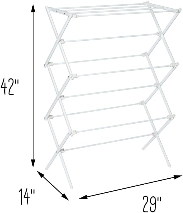 Honey-Can-Do Collapsible Laundry Drying Rack, Portable Clothes Rack, Space-Saving & Easy to Store Metal Garment Rack, Sturdy Clothes Dryer, Ideal for Small Spaces, Indoor & Outdoor Use, White