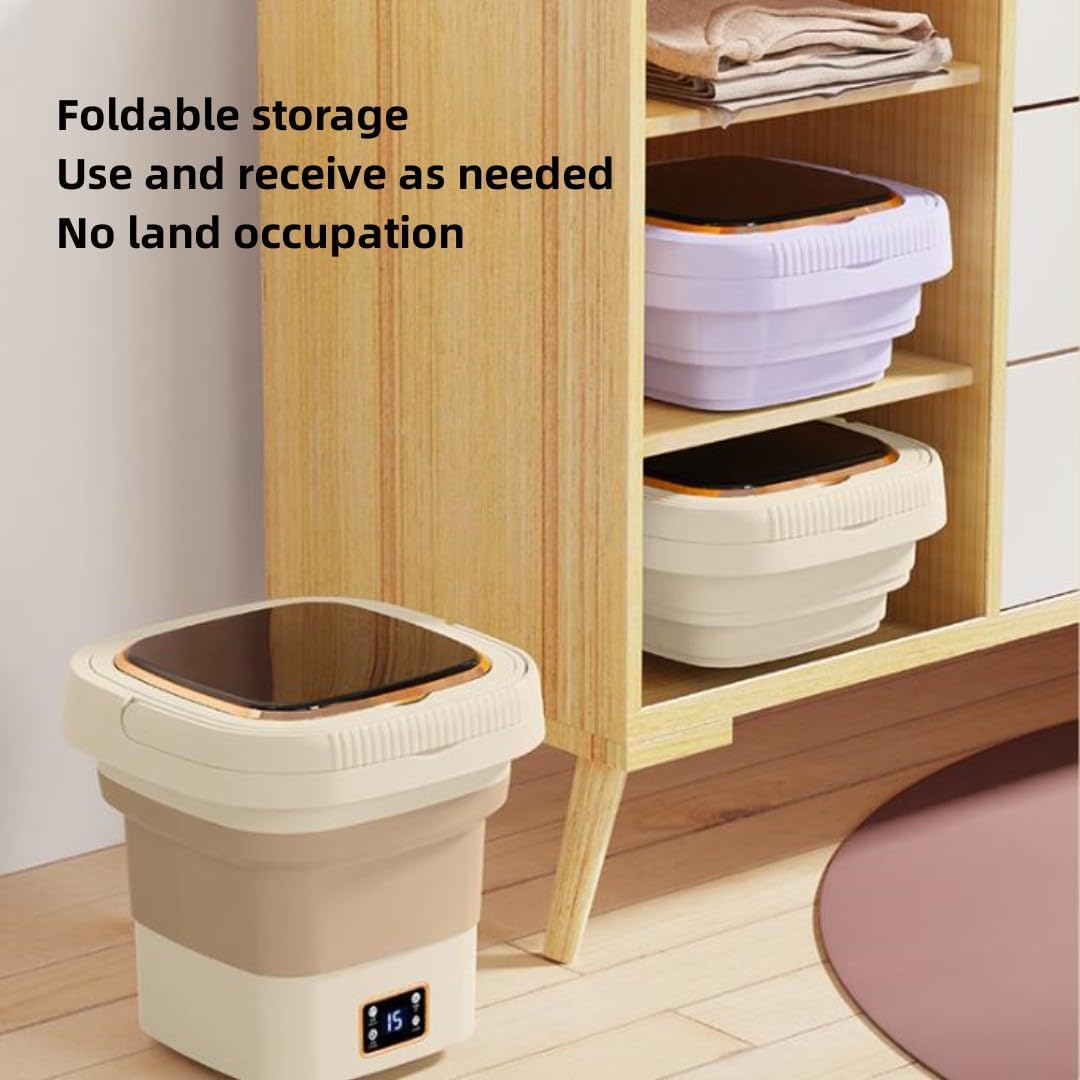 Portable Mini Folding Washing Machine，9L Dormitory Small Automatic Washing and Stripping Integrated Washing Machine，Underwear or Small Items, Apartment, Dorm, Camping, RV Travel Laundry (Purple)