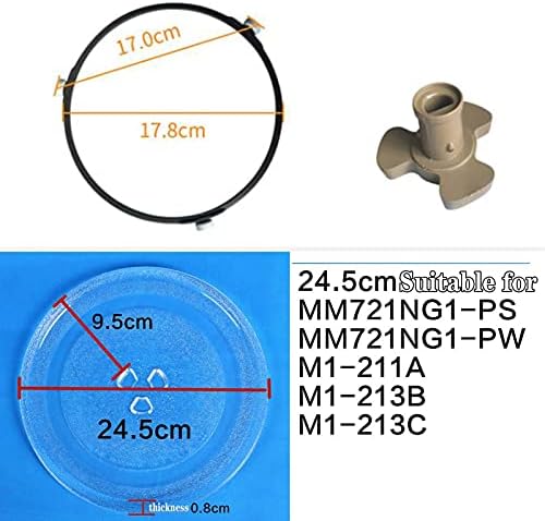 Lazy Susan Turntable, Glass Microwave 12.40in Plate Tray Oven Glass Plate Plastic Support Ring with Wheels with Axis Core The Size Minus 2-4CM is Equal to The Size That Needs Be Purchased