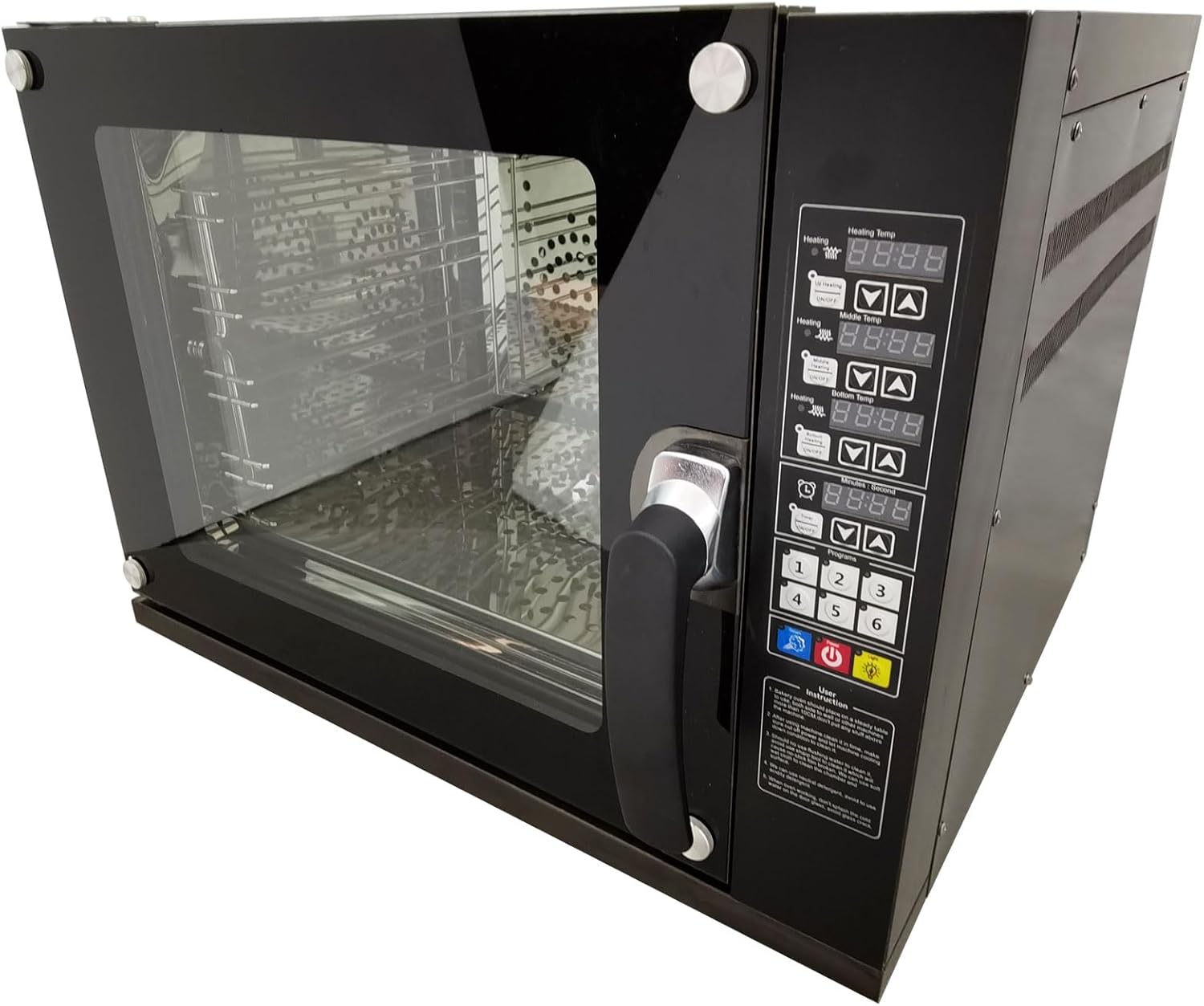 220V Commercial Countertop Convection Spray Baking Oven - 60L (15.85gal) 5500W, 32℉-662℉, 4 Racks, 304 Stainless Steel Hot Air Circulation for Pizza, Cookies, Bread