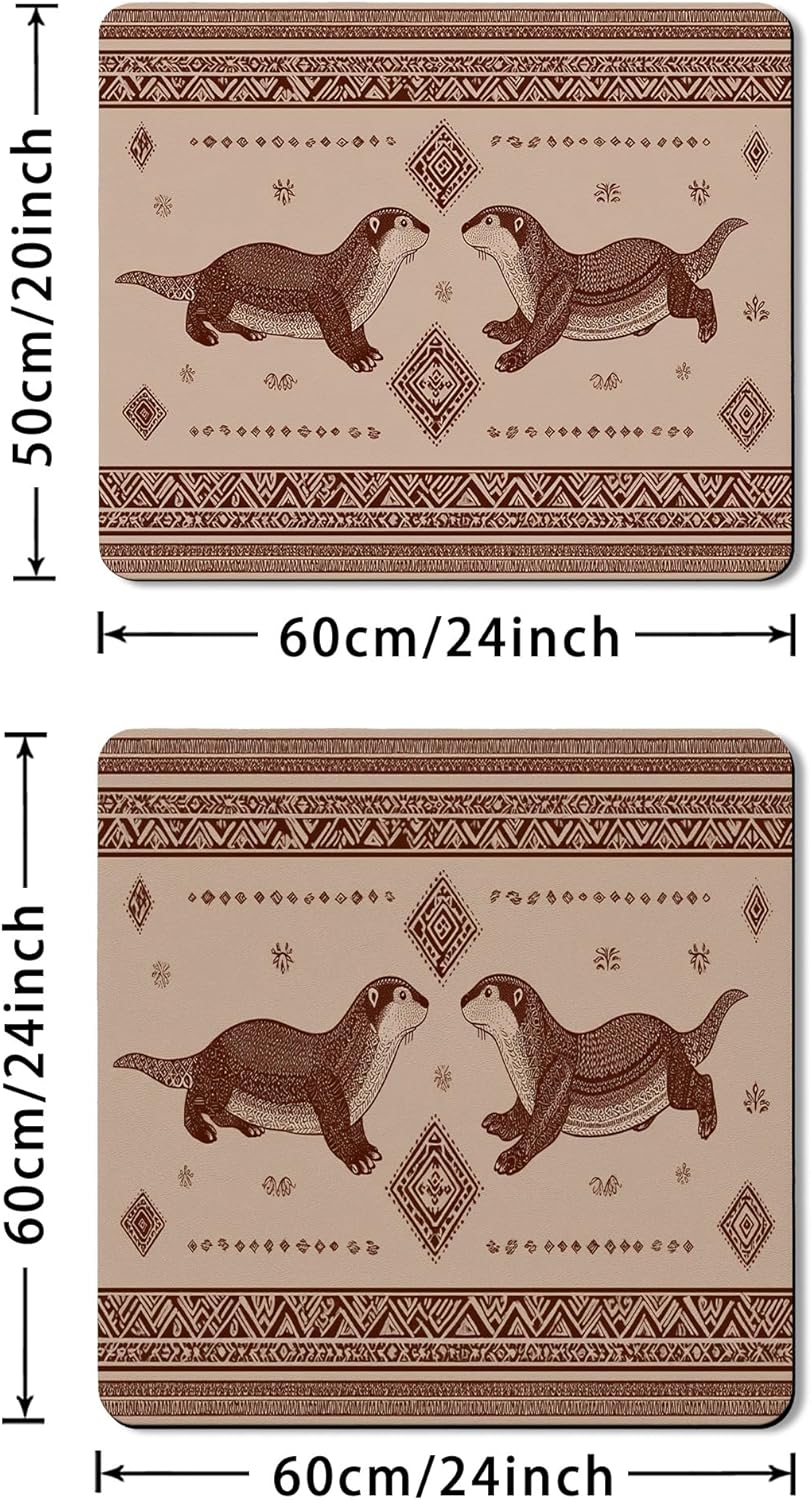 Otter Washer Dryer Top Protector Mat, Vintage Animal Patterned Laundry Machine Dust Covers, Rustic Rubber Anti-slip Waterproof Washer And Dryer Mats for Home 20x24 Inch