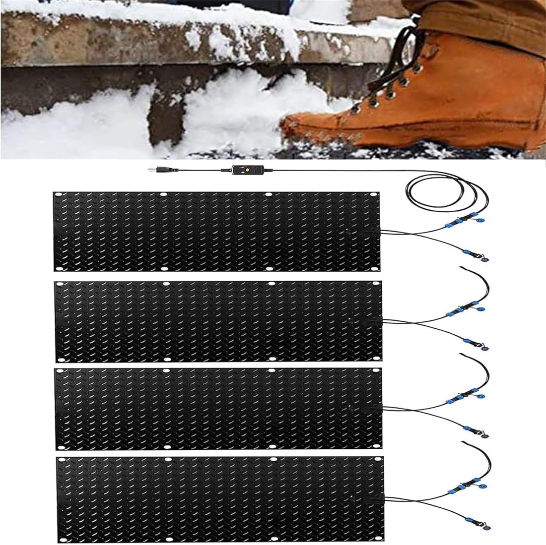 Snow Melting Mats Outdoor, 10x30in/10in x 35.4in/10x48in Heated Snow Melting Walkway Mat,Driveway Snow Melting Mats,Heated Snow Melting Mats for Entrances,No-Slip Stair Heating ( Color : 4pcs , Size :