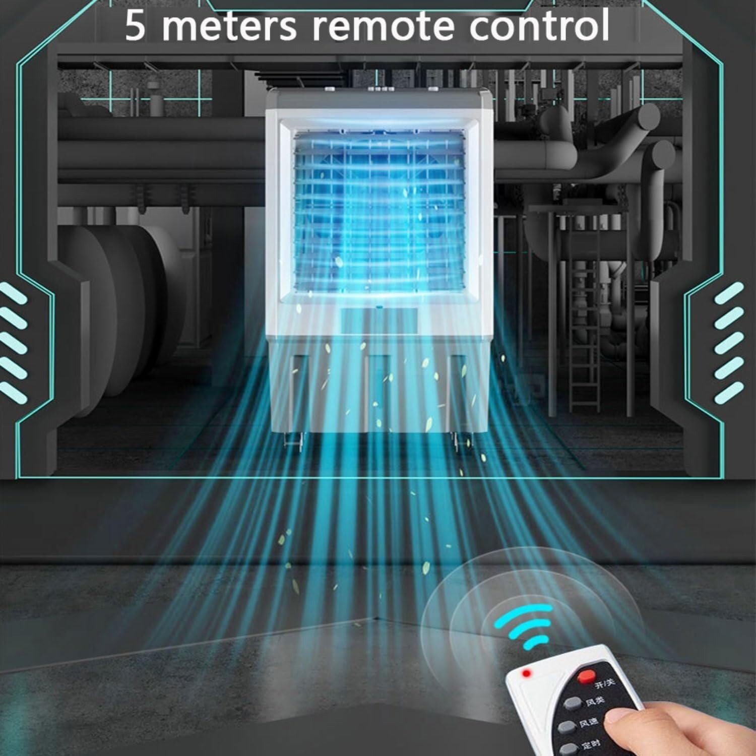 Portable Air Conditioner with 120° Oscillating Fan, 3 Speeds, 12-Hour Timer, Large Water Tank, No Hose Needed for Room/Office Cooling (120-150㎡)(67CM)