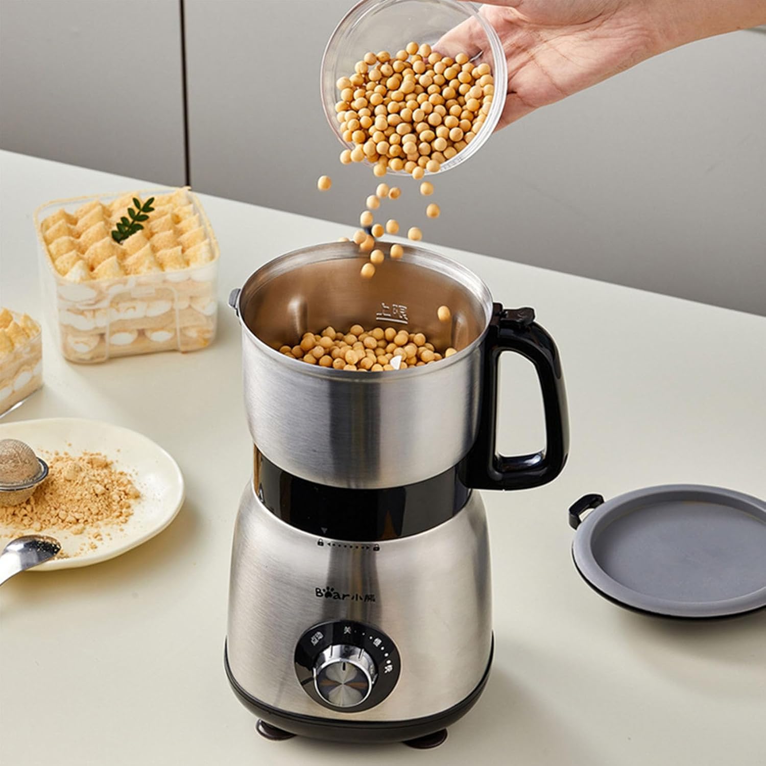 Kitchen Electric Blender Grinder,Electric Ultra-Fine Grinder Stainless Steel Body with Rotary Control for Food Processing 500W