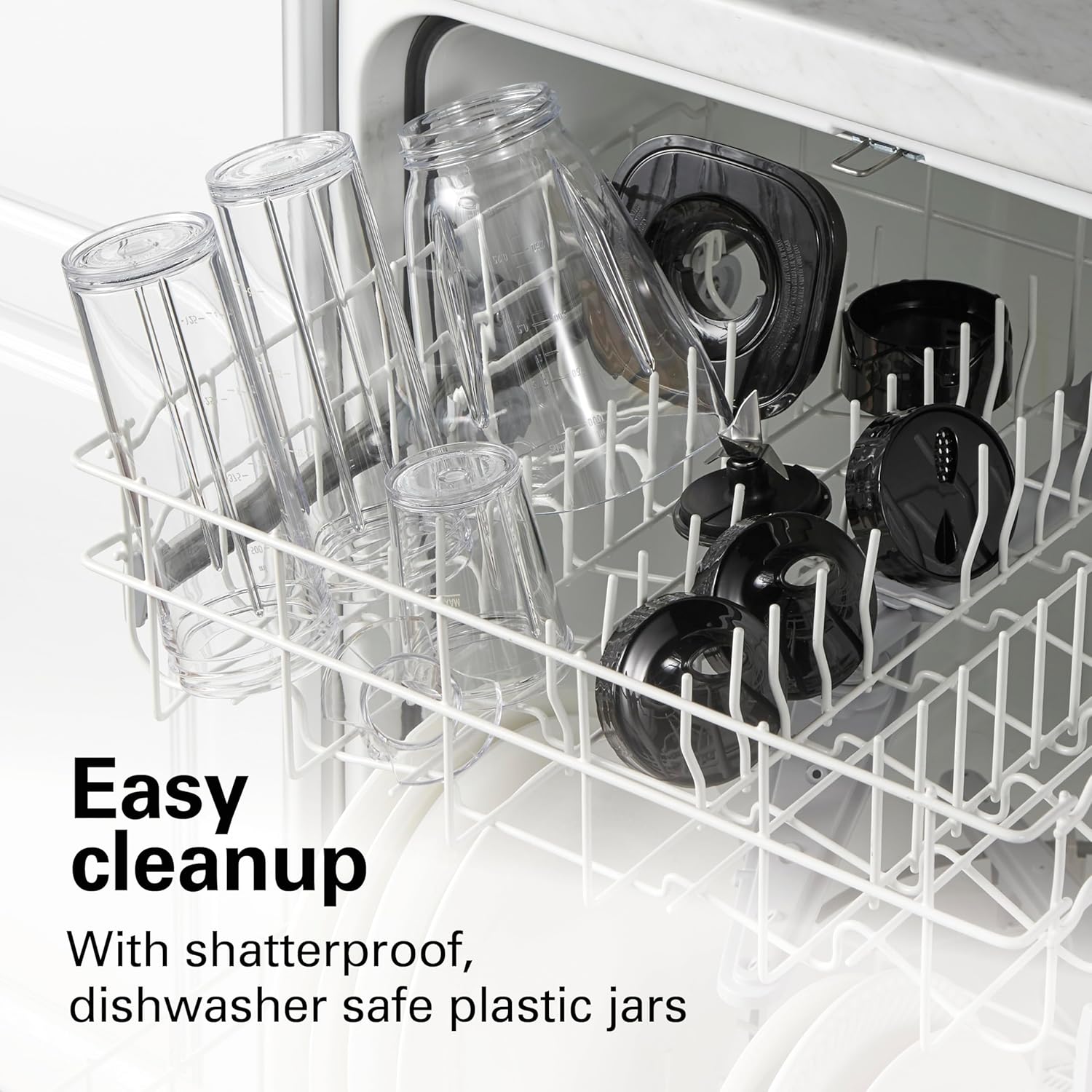 Hamilton Beach MultiBlend Smoothie Blender with 4 Shatterproof BPA Free Jars and Lids; Large 32oz Jar, 8oz Grinder for Nuts & Spices, and 2 Portable Travel Cups, 650 Watts, Black and Stainless (52400)