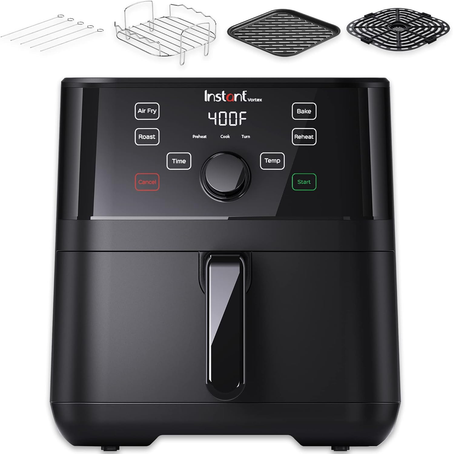 Instant Pot Vortex 5.7QT Air Fryer With Accessories, Custom Smart Cooking Programs, 4-in-1 Functions that Crisps, Roasts, Bakes and Reheats, 100+ In-App Recipes, from the Makers of Instant Pot, Black