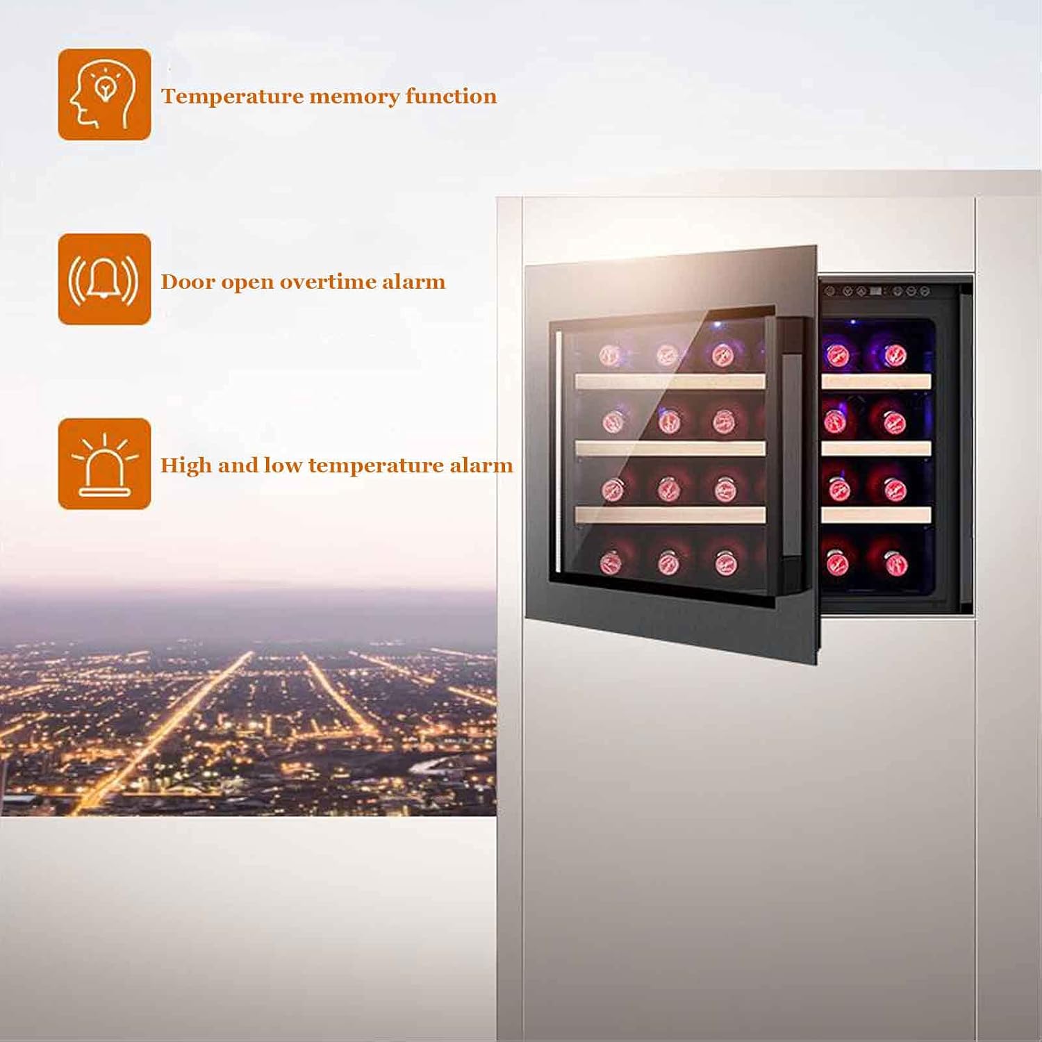 Beverage Refrigerator and Cooler Mini Glass Door Fridges Soda Beer Or Wine Small Drink Dispenser Machine with Touch Control LED Light for Home Office Or Bar (Capacity: 24 Bottles) (Obsidian Black)