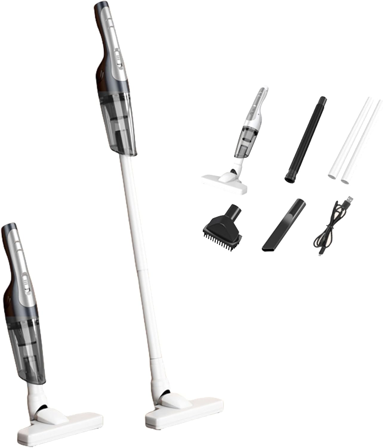 Cordless Stick Vacuum 7500Pa Powerful Suctiona - 360° Rotating Vacuum Cleaners for Home with Crevice Tool, Type-C Rechargeable, Lightweight Vacuum Cleaner for Home Hardwood Floors(Gray)