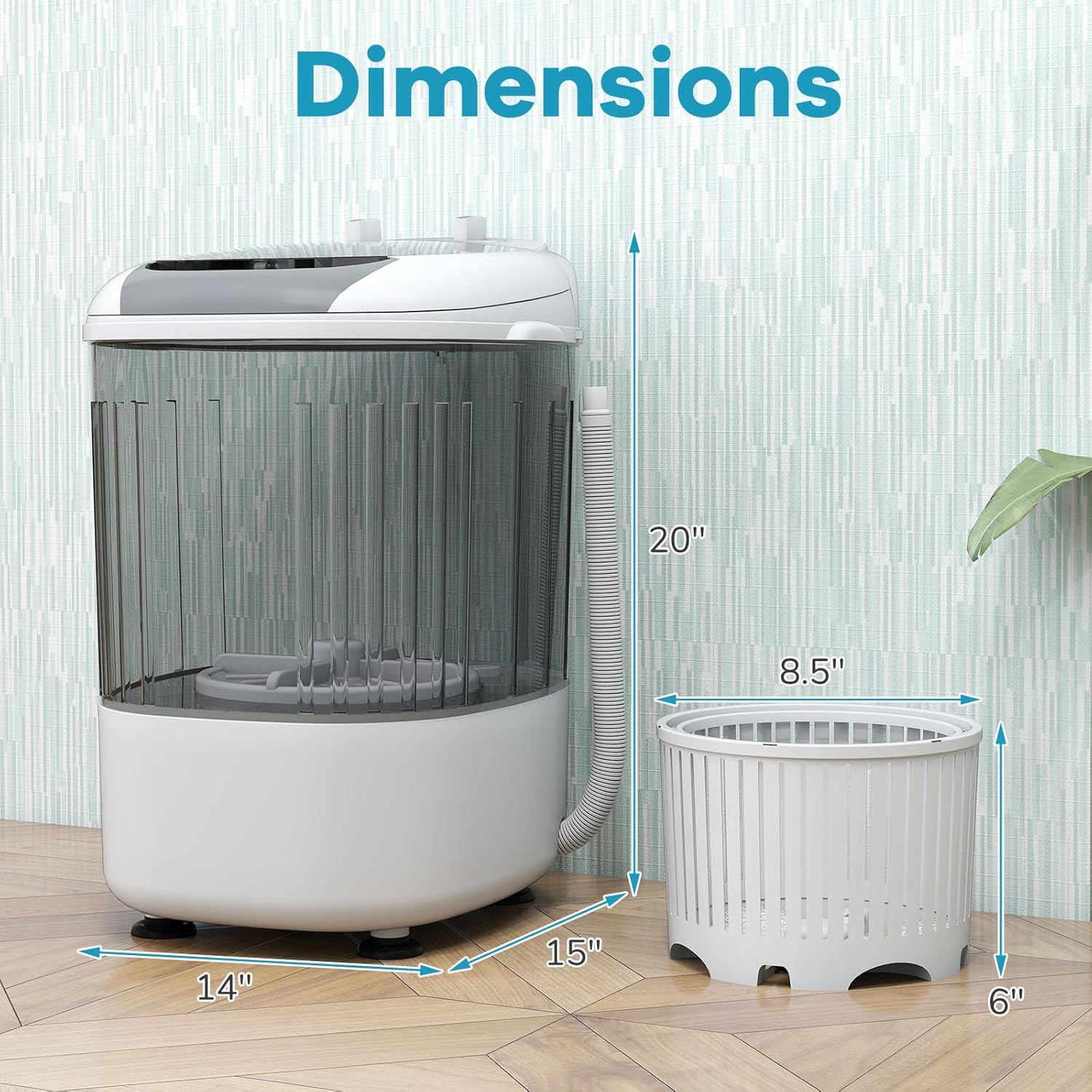 Giantex Portable Mini Washing Machine, 5.5 lbs Capacity Small Compact Laundry Washer with Spin Tub & Drain Hose, Semi-automatic Washer Machine for Apartment Dorms RV Home (Grey)