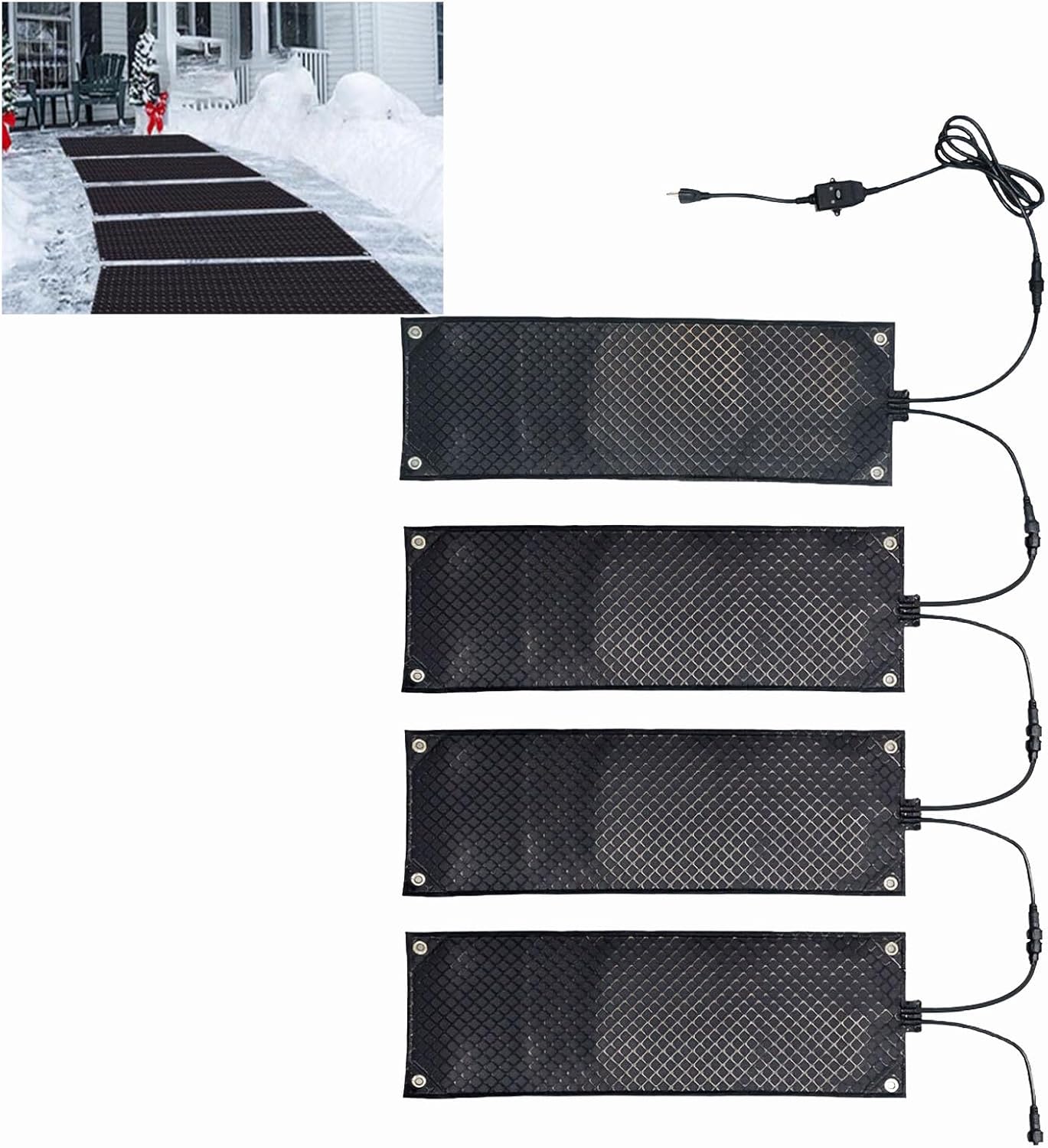 Snow Melting Mat, Heated Snow Melting Mats,Outdoor Heated Driveway Mats,with Power Cord,10
