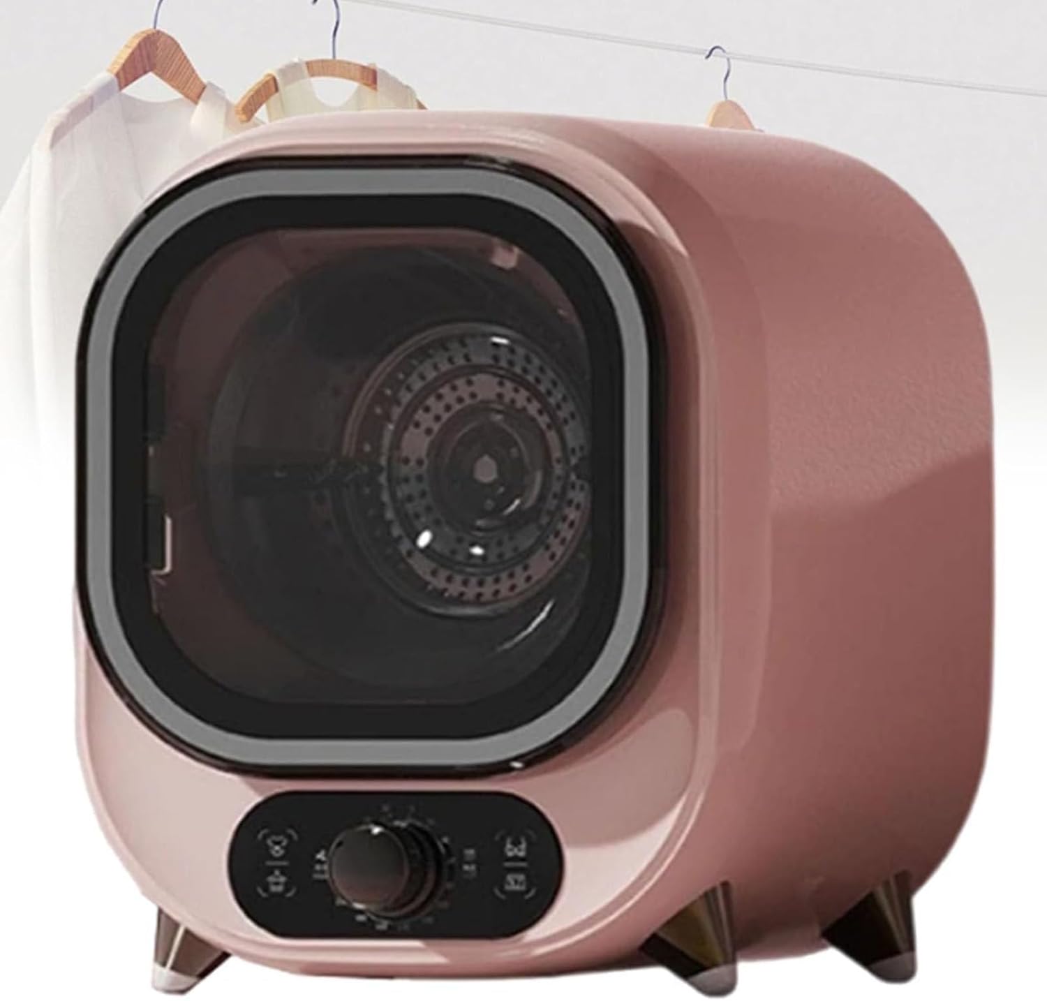 Small Portable Vented Tumble Dryer, Compact Condenser Tumble Dryer, Perfect for Counter Top or Wall Mounted Use with Dual Temperature Control Probe Pink