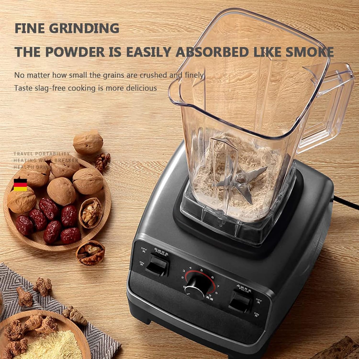 Smoothie Blender, 2L Large Capacity 1600W Professional Countertop Mixer, Multi-Function Soy Milk Maker,9 Speed black