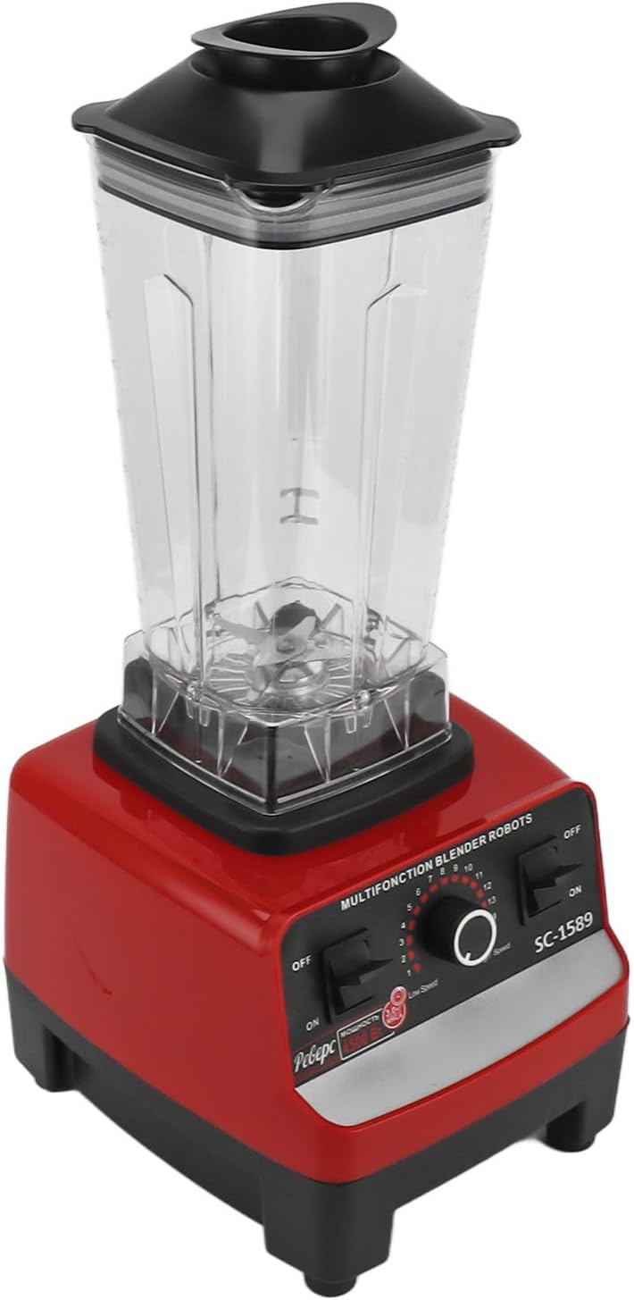 Countertop Blender, 2L Food Processor with 6 Stainless Steel Blades Powerful Professional Blender for Ice Crushing Frozen Fruits Soups Dry Grinding (US Plug 110V)