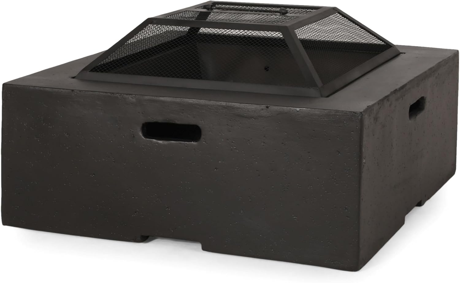 Christopher Knight Home Berwick Outdoor Lightweight Concrete Wood Burning Square Fire Pit, Dark Gray