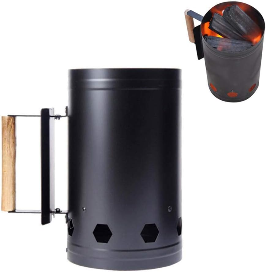 Large Capacity Chimney Charcoal Starter Rapid Fire Briquette Charcoal Starters Galvanized Steel Rust and Corrosion Resistant Insulated Handle