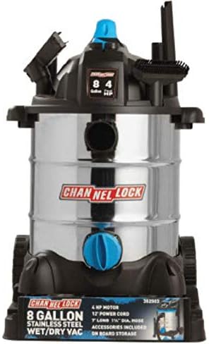 Channellock Wet/Dry Vac 8L04001S - Stainless Steel, 4.0 HP, Shopvac, Wetvac - 8 Gal