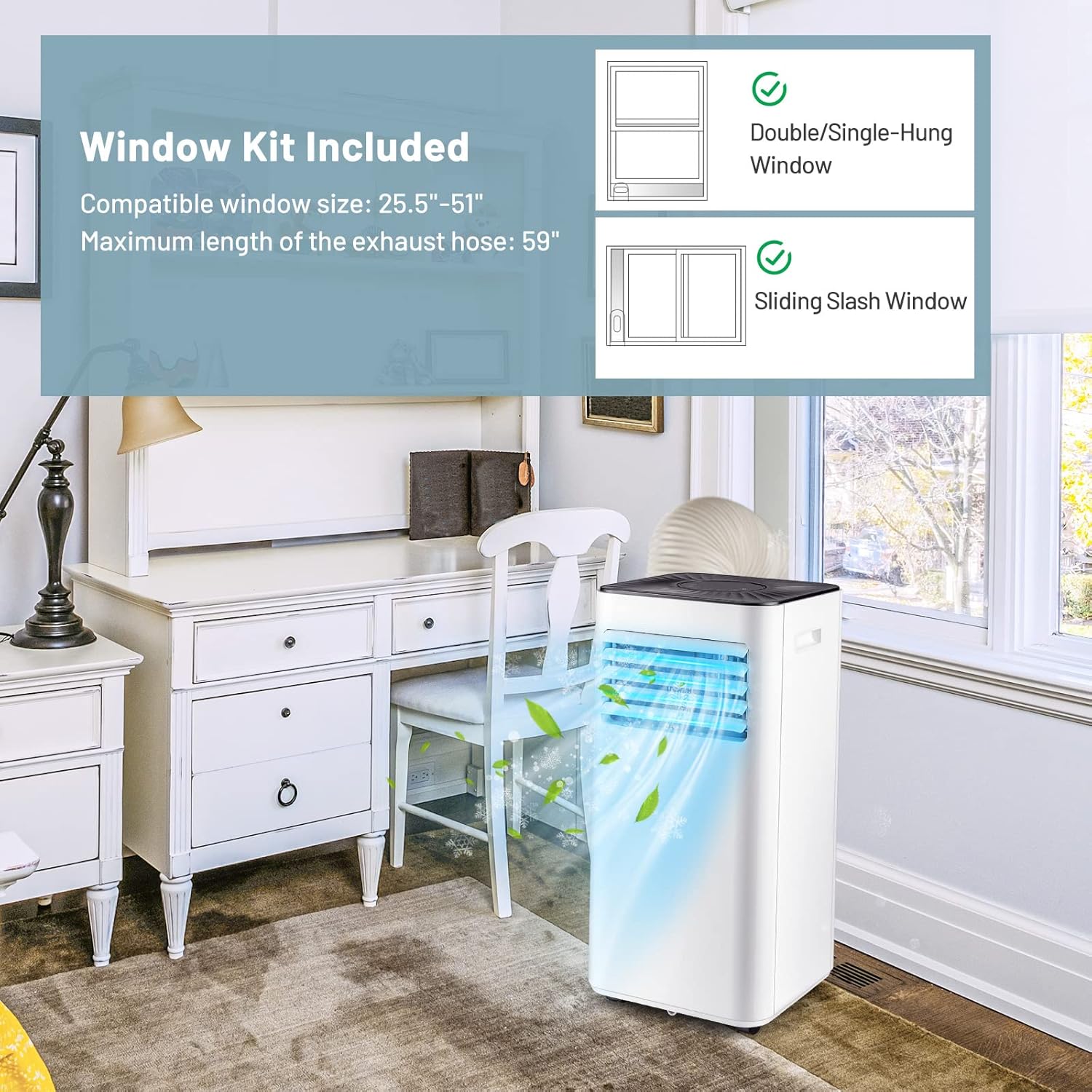 PETSITE Portable Air Conditioner 10000 BTU, 3 in 1 AC Cooling Unit with Air Cooler, Fan & Dehumidifier, LED Display & Remote Control, Cools up to 350 sq.ft