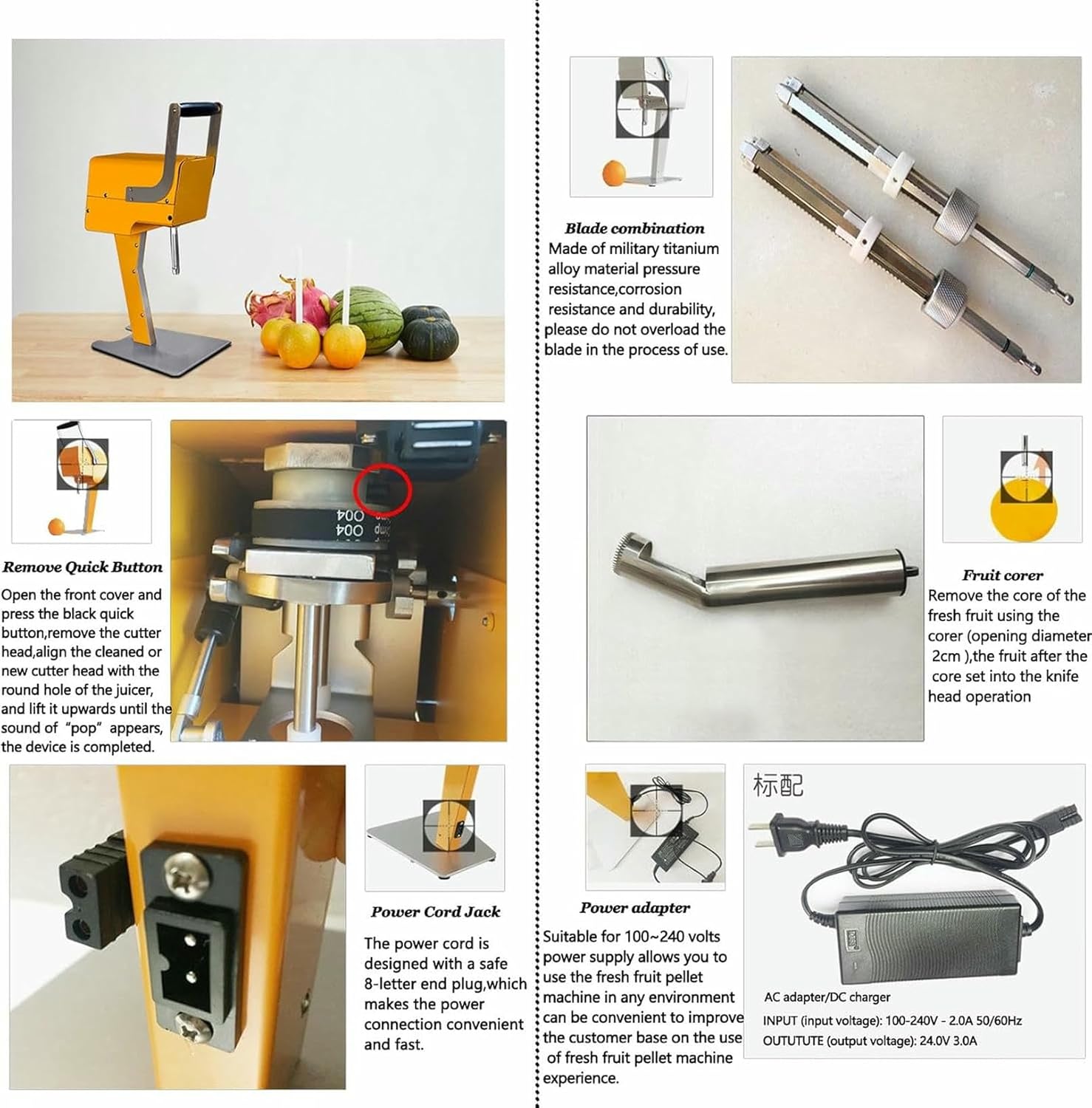 Commercial Electric Juicer Machine,48W Stainless Steel Fruit Juice Blender,Fresh Juice Blender, Tabletop Watermelon Pineapple Fruit Juicer-