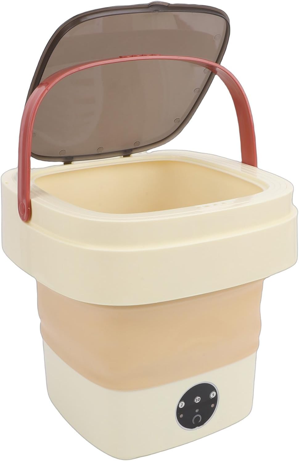 Diydeg Underwear Washing Machine, 8L Foldable Washer Mini Washer with 3 Cleaning Modes Drain Basket, Small Laundry Machine for Toddler Clothes Underwear Socks (Khaki)