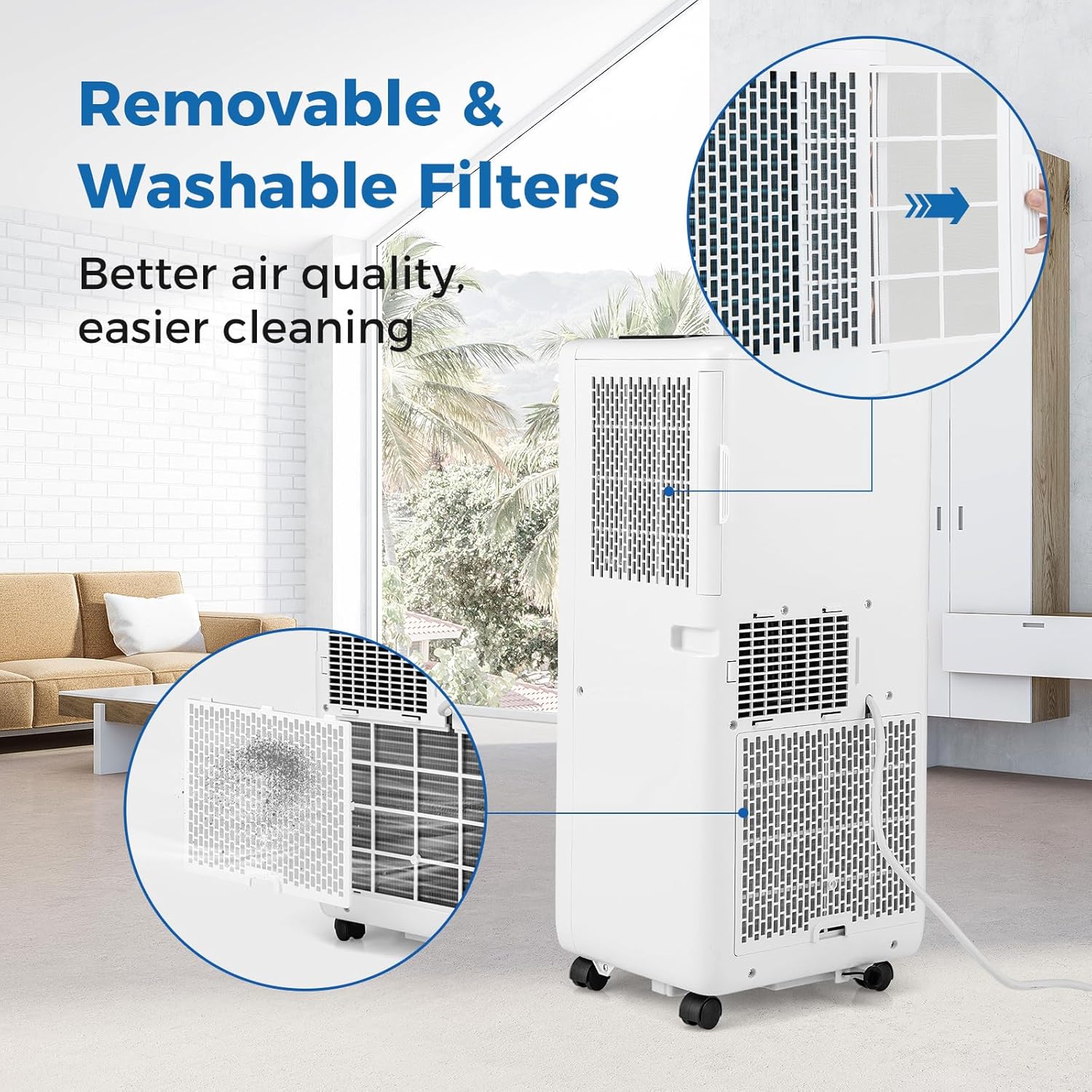 ARLIME 8000 BTU Portable Air Conditioner, 3 in 1 Air Cooler w/Fan, Quiet Floor AC w/Sleep Mode, 24H Timer, LED Display, Remote Control & Installation Kit, AC Unit for Bedroom 250 Sq.Ft (8000 BTU)