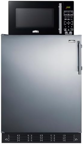 Summit Appliance MRF6BK2SSALHD Microwave/Refrigerator Combination with Allocator; Combo Includes FF6BK2SS All-refrigerator, and SM903BSA1 Microwave; 5.5 cu.ft Capacity; Automatic Defrost; LHD Swing