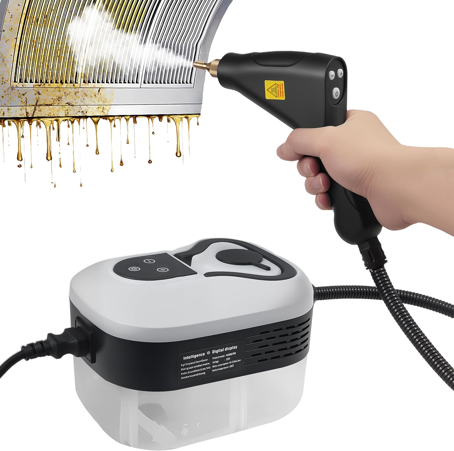 Steam Cleaner,2500W High Pressure Handheld Steamer,Handle Dual Remote Control for Car Detailing, Kitchen, Bathroom, Grout and Tile
