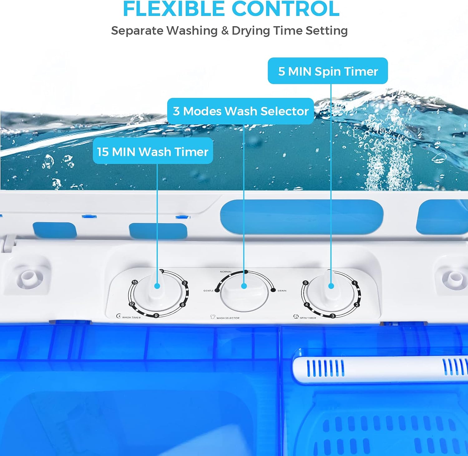 Giantex Portable Washing Machine, Twin Tub Washer and Dryer Combo, 13lbs Compact Mini Laundry Clothes Washer, Built-in Drain Pump, Semi-Automatic Wash and Spin Cycle for Apartment Dorm Camping RV