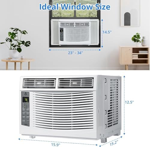 Window Air Conditioner, 6,000 BTU Capacity Covers 250 Sq Ft, Smart Home Compatible with Remote Control and with Wi-Fi Connectivity, Quick Install Window Unit for Bedrooms & Living Spaces