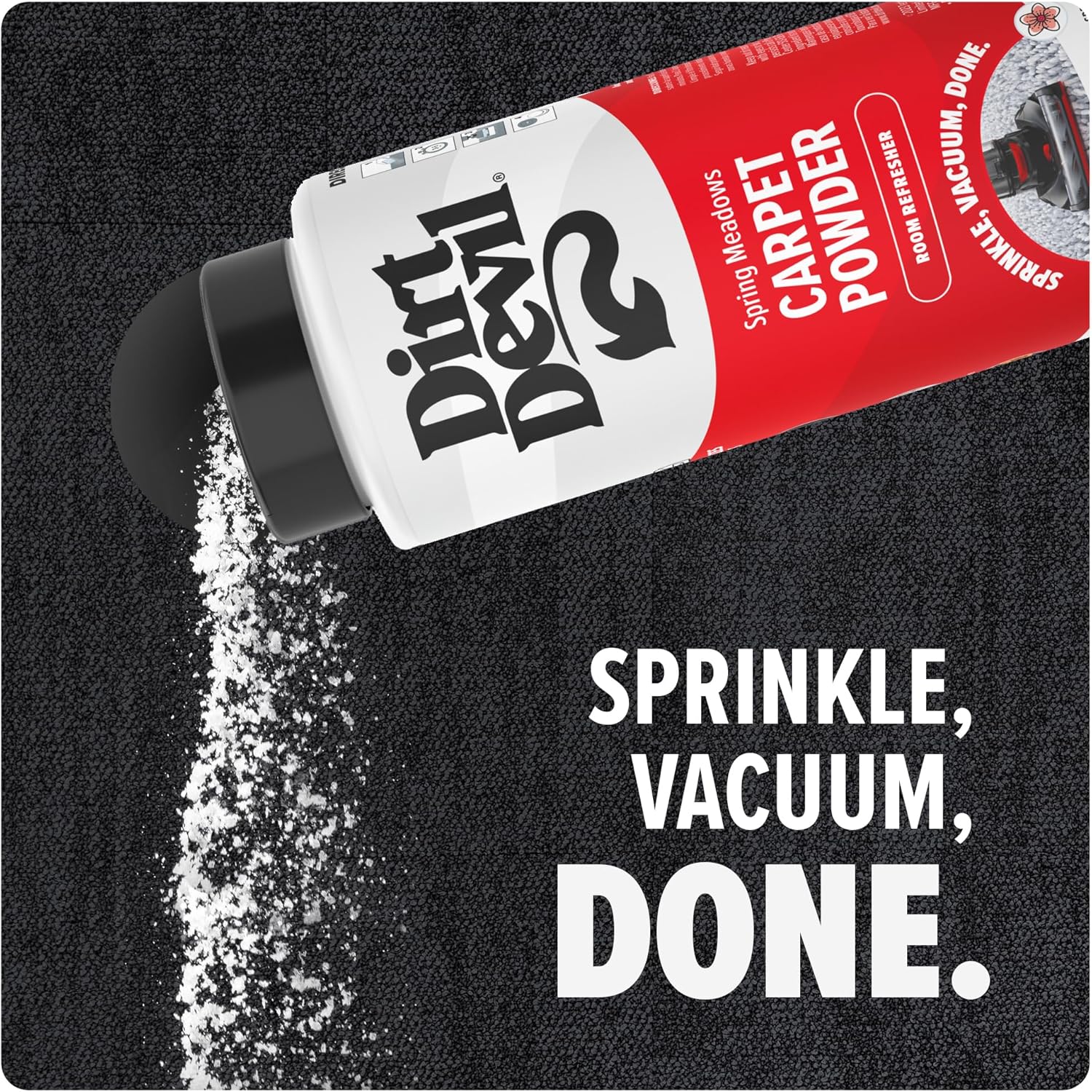 Dirt Devil Multi-Surface Extended Reach+ Bagless Upright Vacuum Cleaner Machine, UD76300V + 32 oz Carpet Powder, Room Refresher, Odor Eliminator, Spring Meadows Scent, AD31210