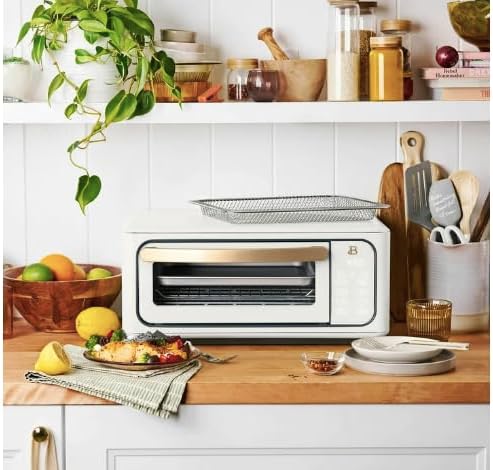Beautiful Infrared Air Fry Toaster Oven, 9-Slice, 1800 W, by Drew Barrymore (White)
