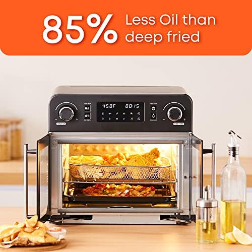 Elite Gourmet EAF9010B All Steel Exterior, 24.5Qt. French Door Air Fryer Convection Countertop Oven, 12