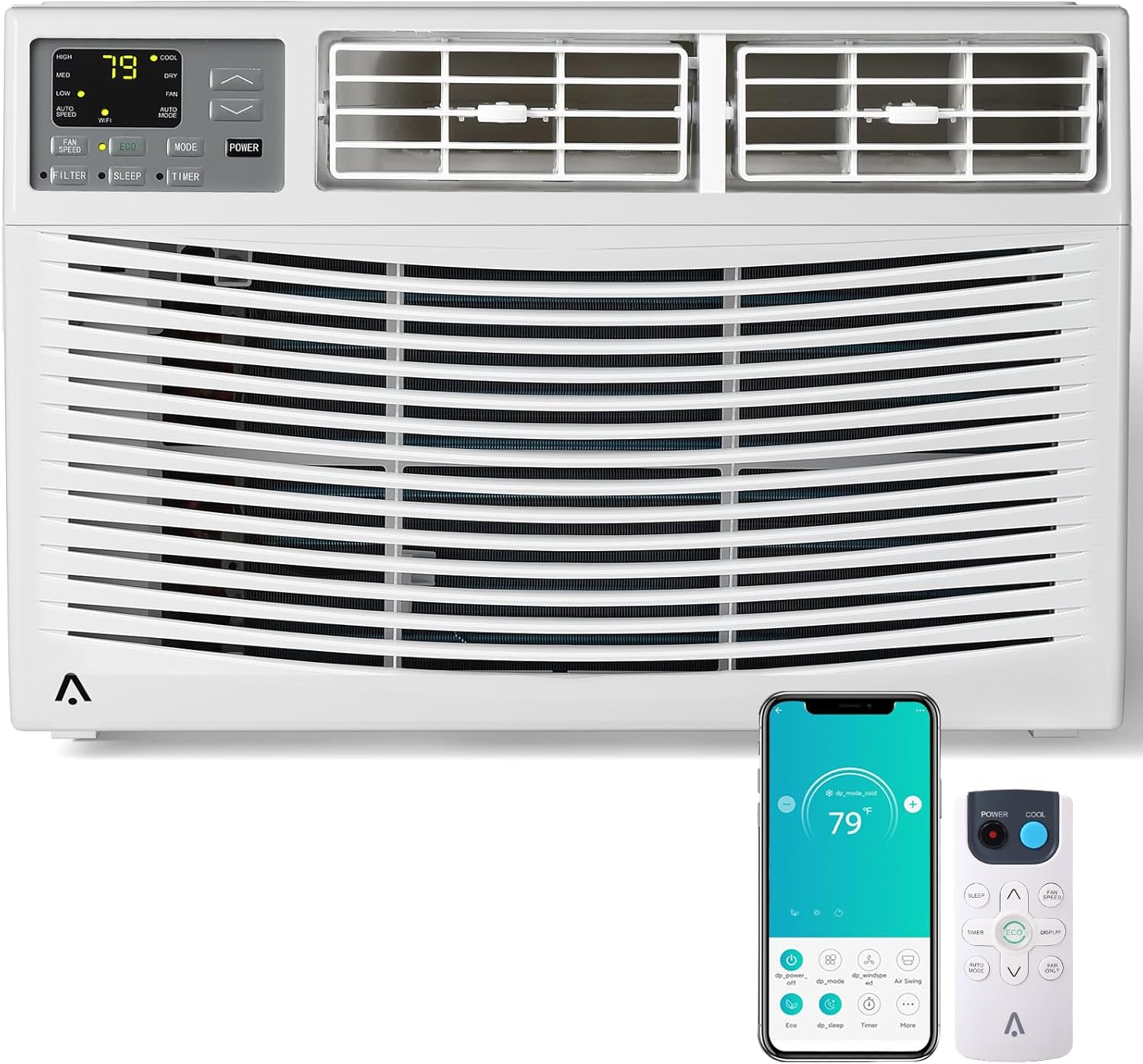 12000 BTUs Window Air Conditioner, Smart Window Air Conditioner Unit Cooling for 550 Sq.Ft, Remote & App Control, Quiet 50dB, Includes Window Kit, 115V/60Hz, White