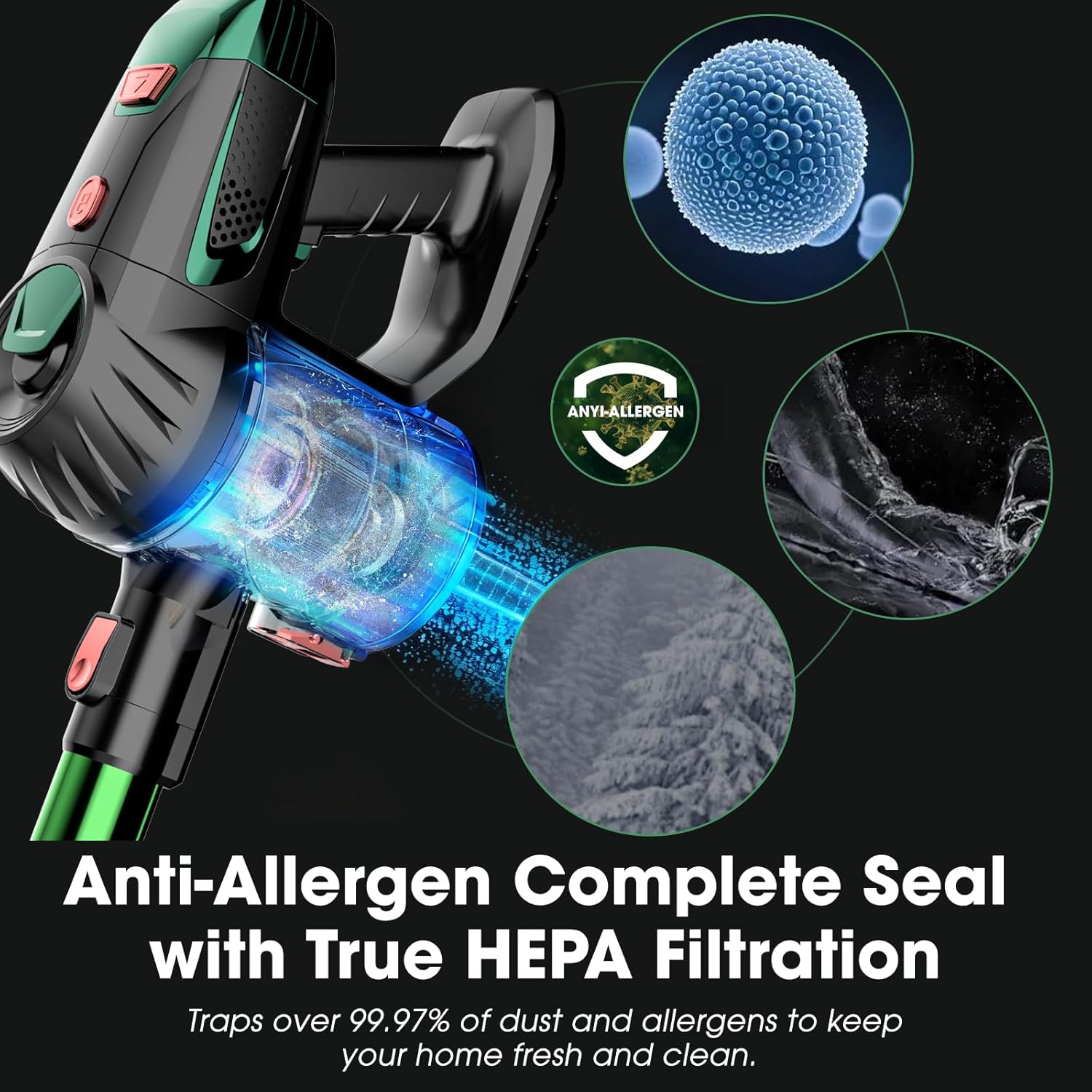 Cordless Vacuum Cleaner, Upgraded 15KPA 70 Minutes, Powerful Suction, Rechargeable, Lightweight, 180° Bendable Cane Vacuum Cleaner for Home/Pet Hair/Carpet/Floor